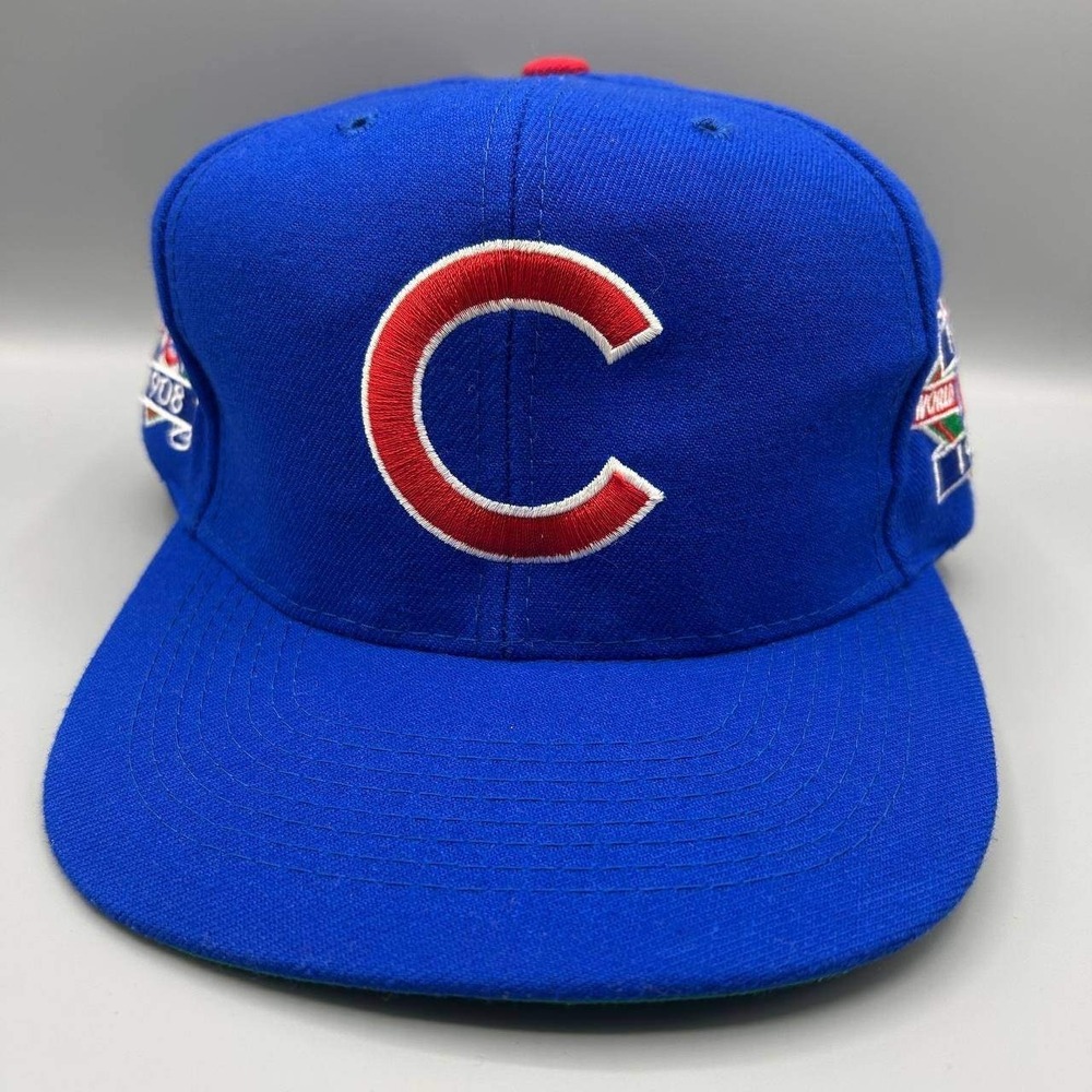 Vintage Chicago Cubs Hat Men Blue World‎ Series MLB Annco Snap Back Cap